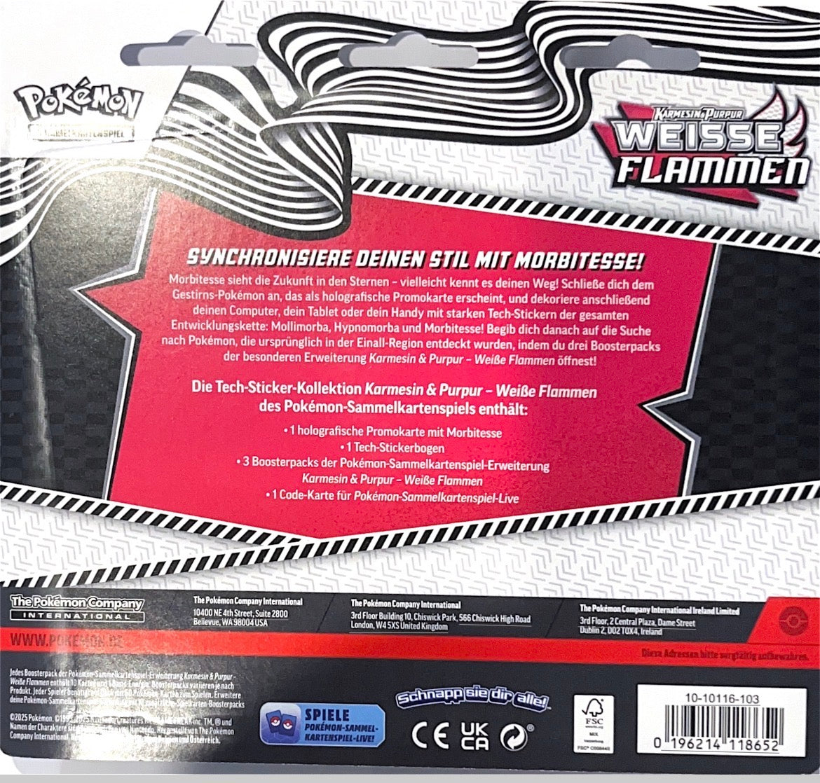 Pokémon Weiße Flammen Tech-Sticker-Kollektion Morbitesse Deutsch OVP Sealed
