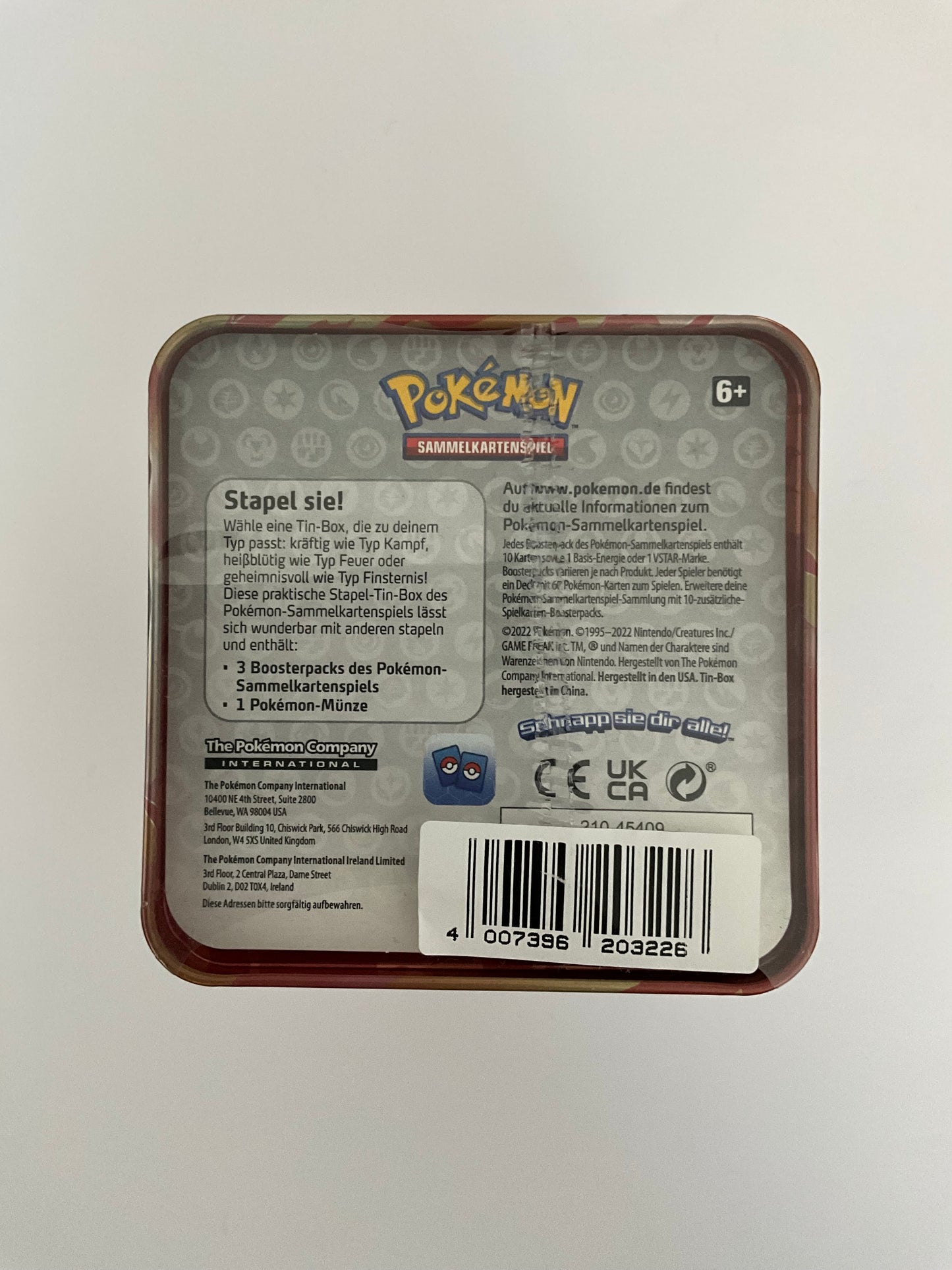 Pokémon Stacking Tin Feuer Fire Tin Deutsch OVP Sealed TCG Sammelbox Collector Tin