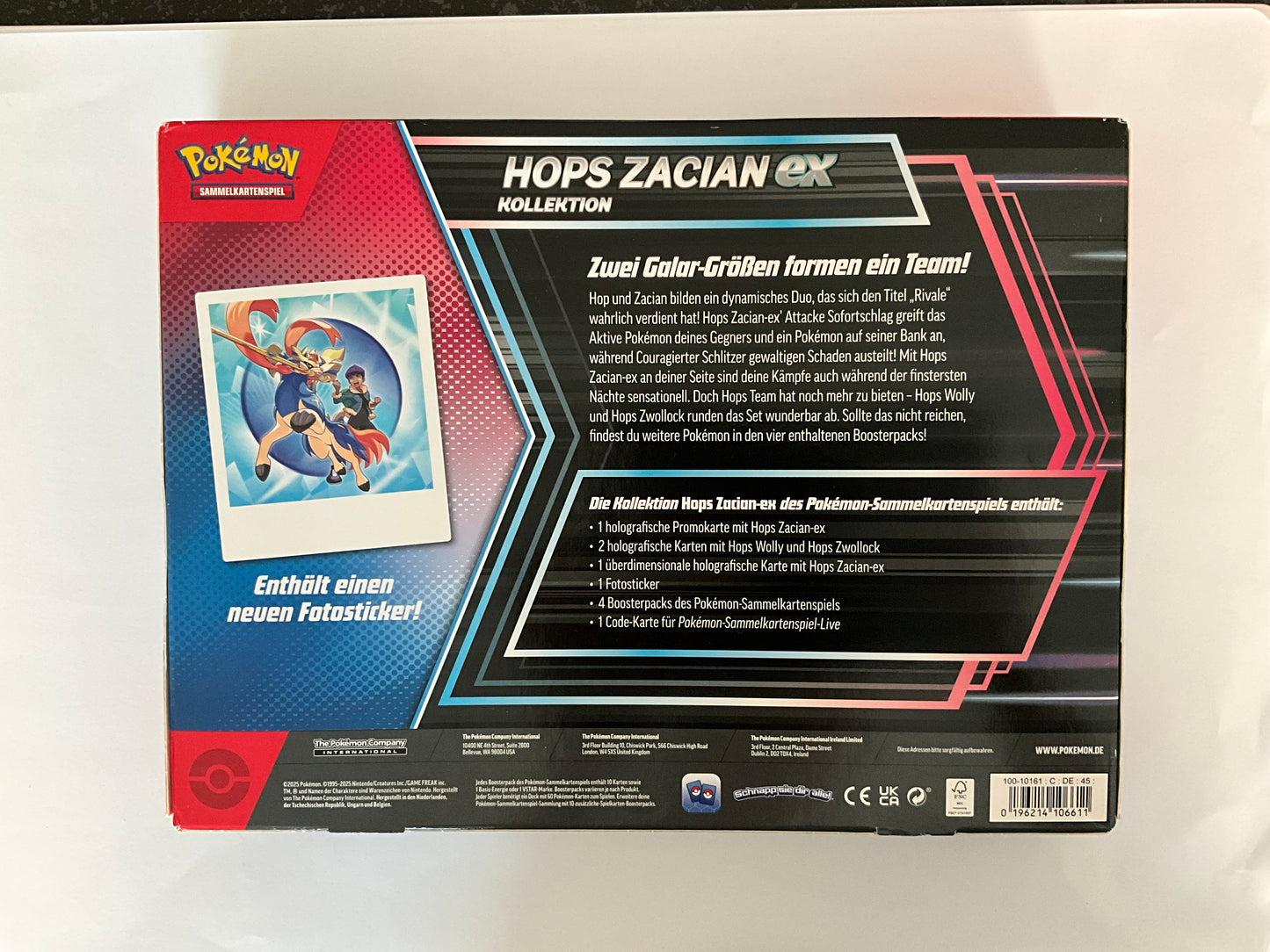Pokémon Hop’s Zacian Collection Box Deutsch OVP Sealed TCG Sammelbox