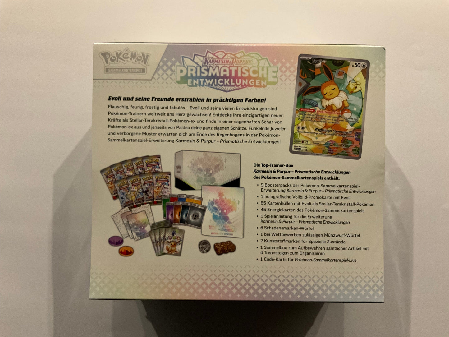 Pokémon Prismatische Entwicklungen Top Trainer Box ETB Deutsch OVP Sealed TCG Sammelbox