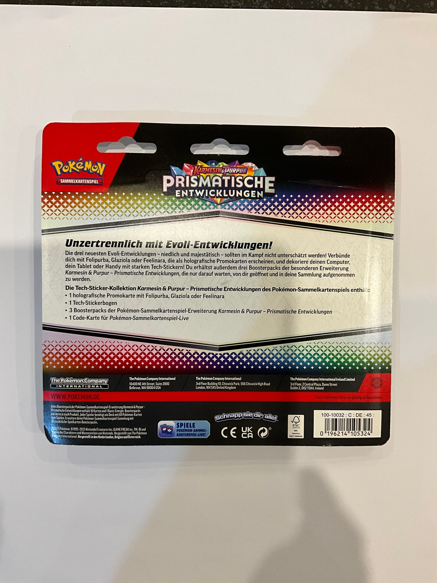 Pokémon Prismatische Entwicklungen Tech Sticker Collection Box Deutsch OVP Sealed TCG Sammelbox