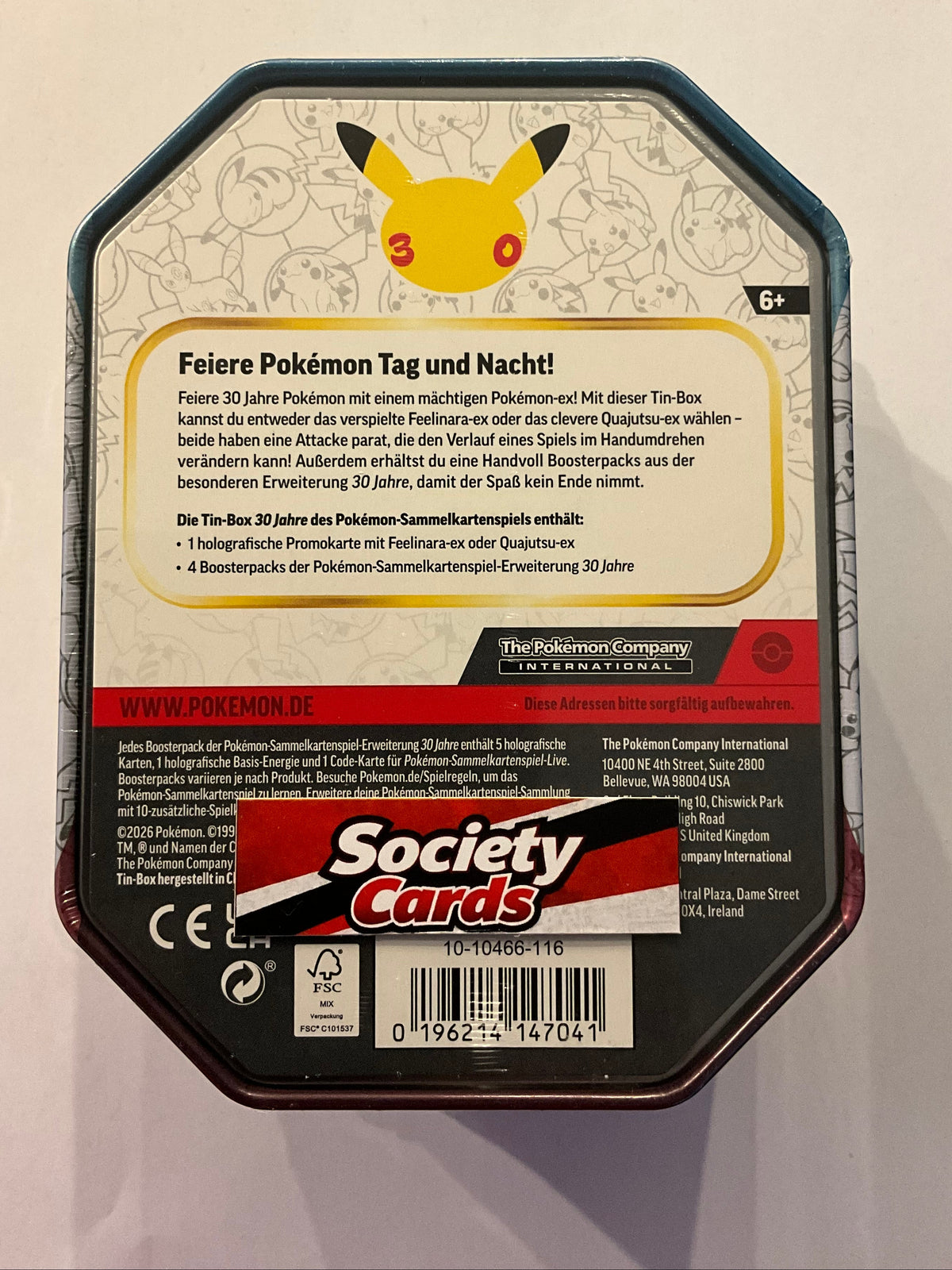 Pokémon 30 Jahre Quajutsu-ex Tin-Box – 4 Booster – Deutsch – Neu & OVP