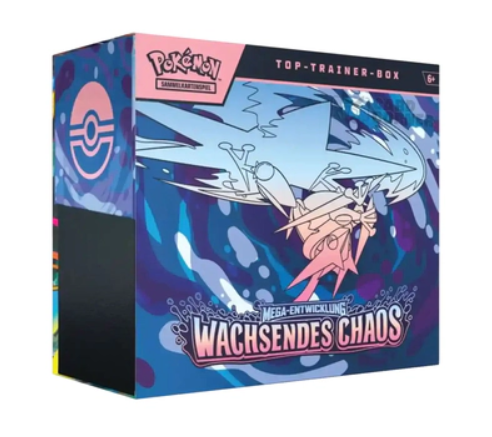 Pokémon Wachsendes Chaos Top Trainer Box ETB Deutsch OVP Neu Mega Entwicklung