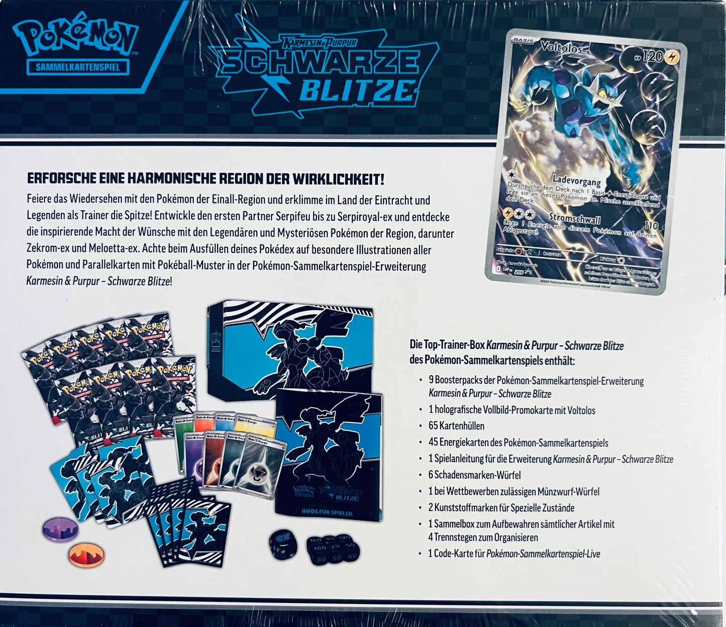 Pokémon Karmesin & Purpur Schwarze Blitze Top-Trainer-Box (Deutsch)