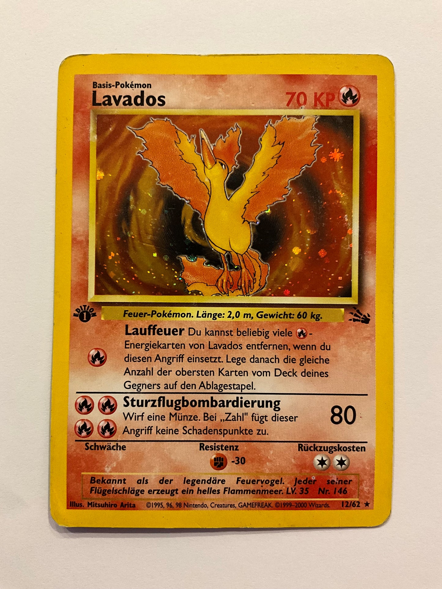 Moltres / Lavados Fossil 1.Edition Holo LP DE