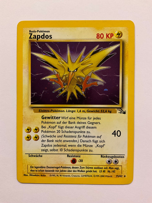 Zapdos Fossil Holo 15/62 NM DE