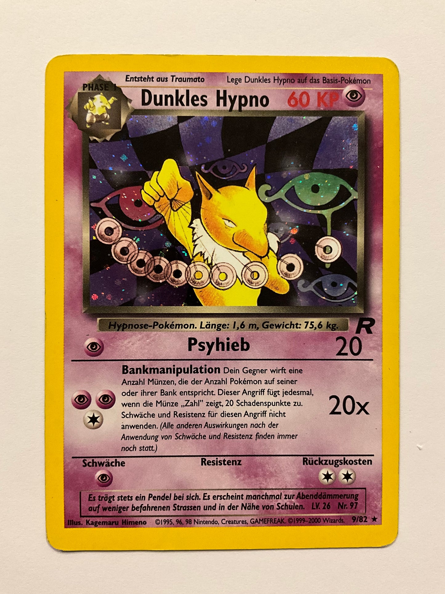 Dunkles Hypno Holo Team Rocket 9/82 GD DE