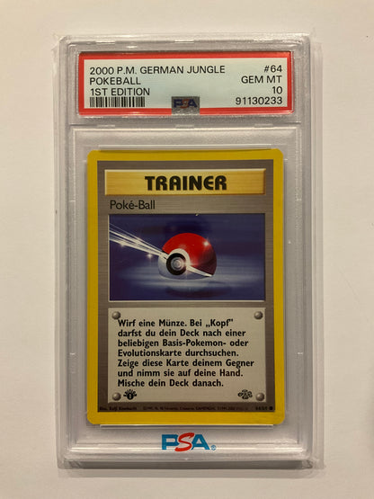 Poke-Ball Slap 1 edition Jungle 64/64 PSA 10 DE