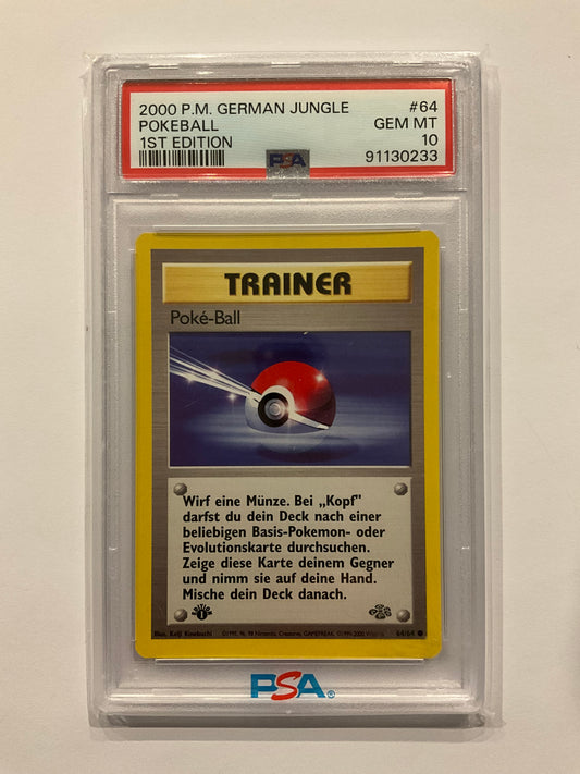 Poke-Ball Slap 1 edition Jungle 64/64 PSA 10 DE