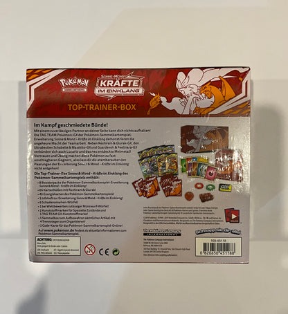 Pokémon Kräfte im Einklang Top Trainer Box ETB Deutsch Sonne & Mond OVP Sealed TCG Sammler