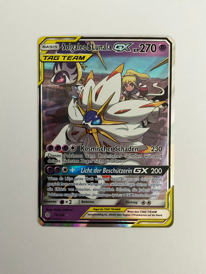 Solgaleo und Lunala Tag Team GX Welten In Wandel 75/236 NM DE