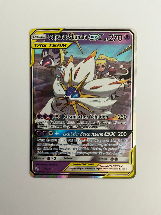 Solgaleo und Lunala Tag Team GX Welten In Wandel 75/236 NM DE