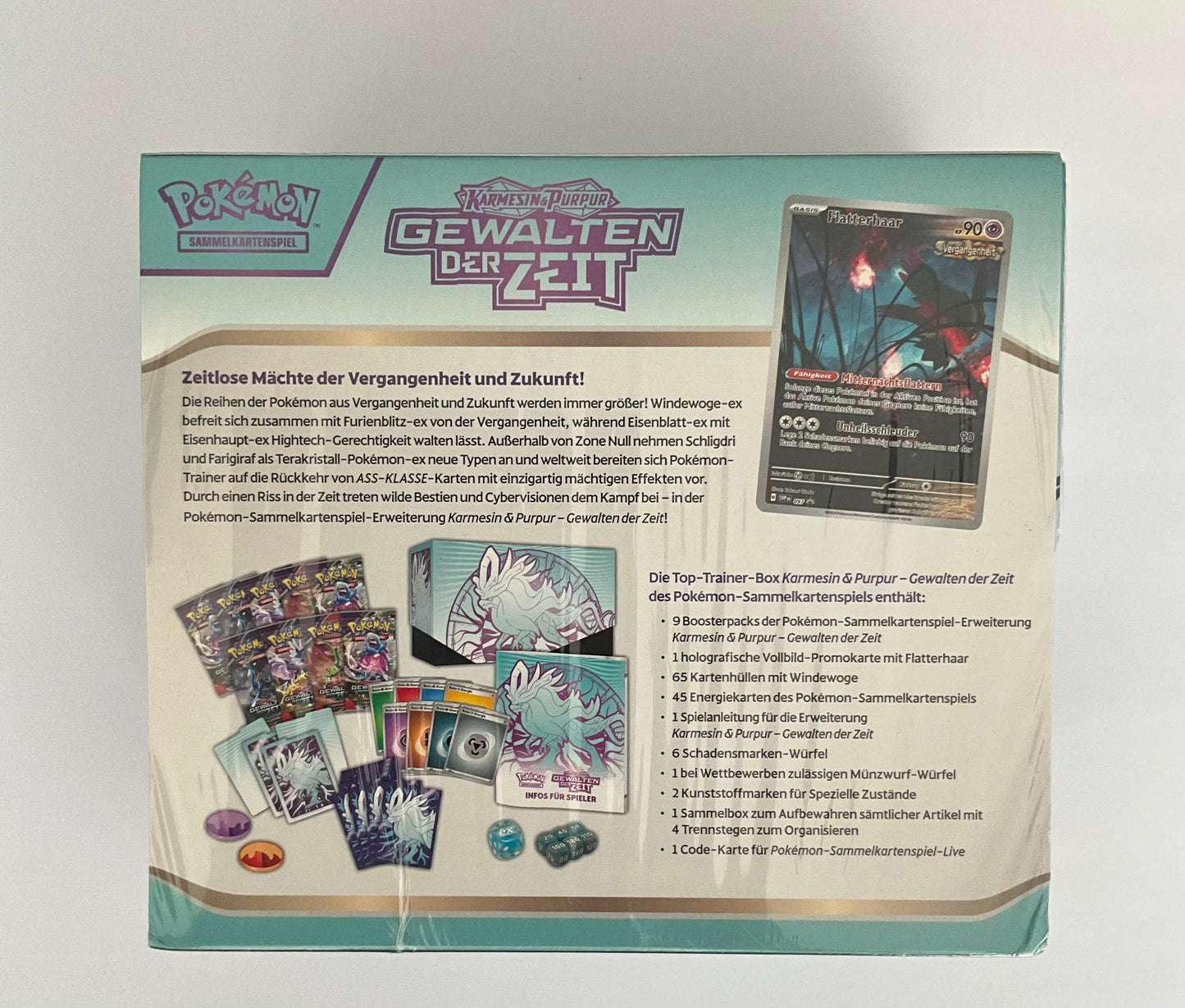 Pokémon Karmesin & Purpur Gewalten der Zeit Top Trainer Box Deutsch ETB OVP Sealed TCG Sammelbox