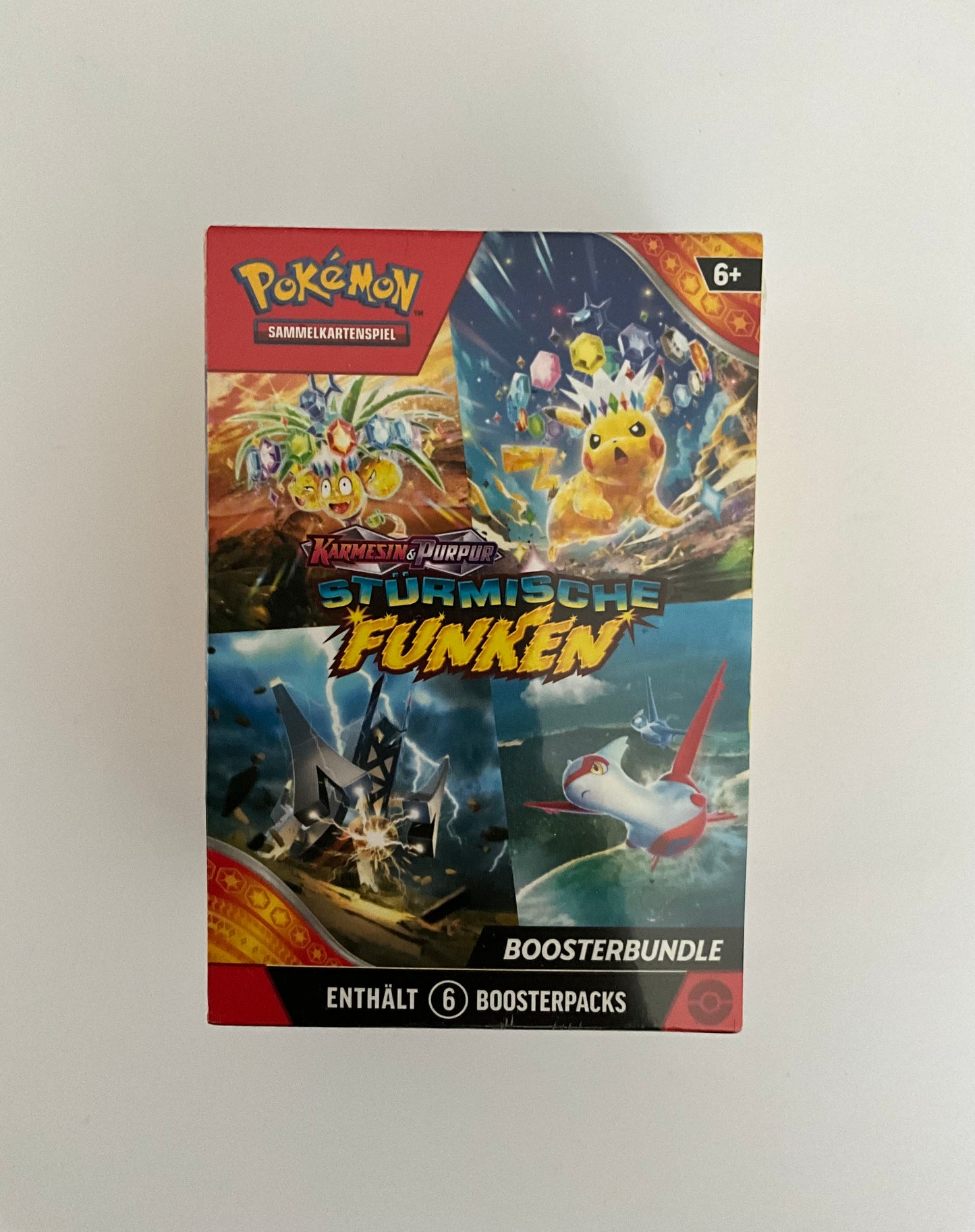 Pokémon Karmesin & Purpur Stürmische Funken Booster Bundle Deutsch 6 Booster OVP Sealed TCG Sammelbox