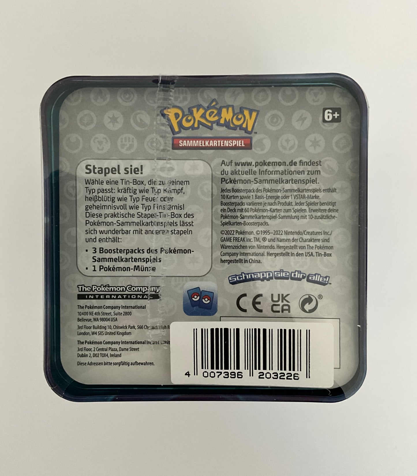 Pokémon Stacking Tin Finsternis Dark Tin Deutsch OVP Sealed TCG Sammelbox Collector Tin
