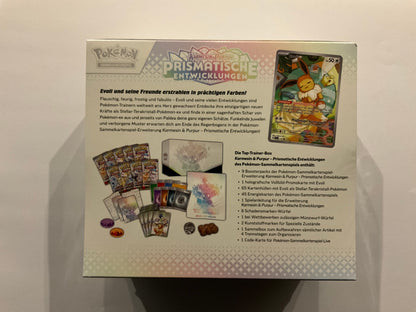 Pokémon Prismatische Entwicklungen Top Trainer Box ETB Deutsch OVP Sealed TCG Sammelbox