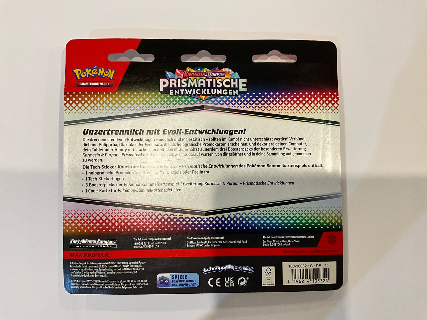 Pokémon Prismatische Entwicklungen Tech Sticker Collection Box Deutsch OVP Sealed TCG Sammelbox