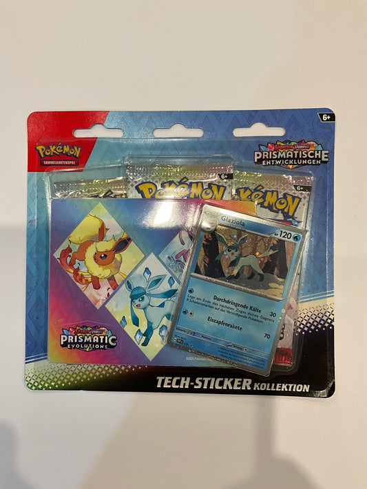 Pokémon Prismatische Entwicklungen Tech Sticker Collection Box Deutsch OVP Sealed TCG Sammelbox