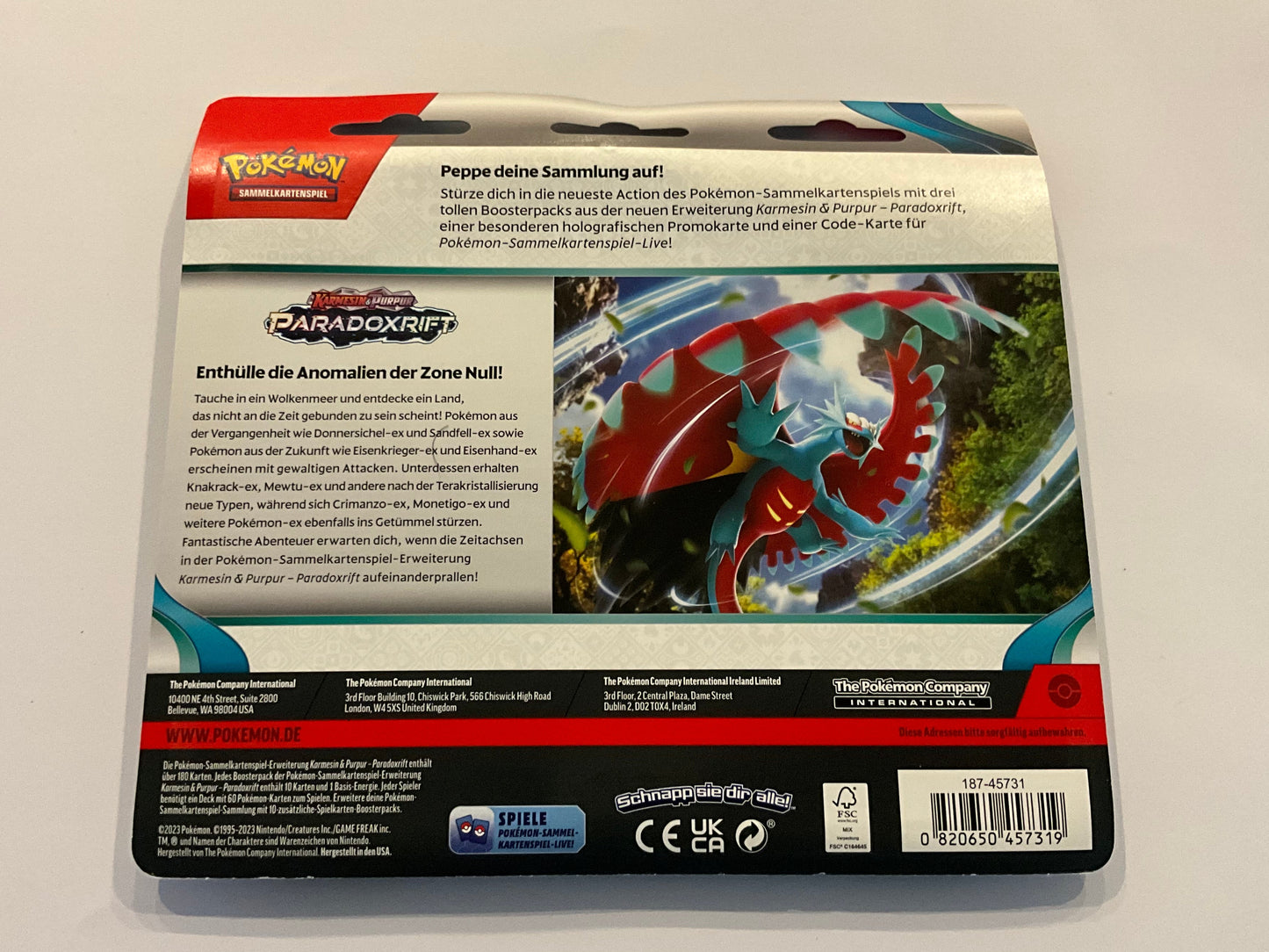 Pokémon Karmesin & Purpur – Paradoxrift 3-Pack Blister Deutsch OVP Sealed