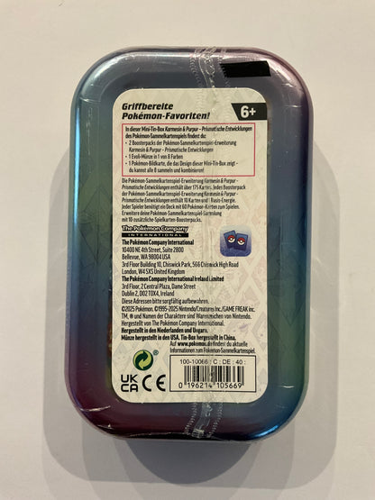 Pokémon Mini-Tin-Box Karmesin & Purpur – Prismatische Entwicklungen (Deutsch)