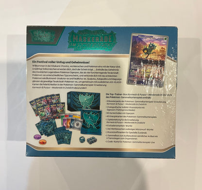 Pokémon Karmesin & Purpur Maskerade im Zwielicht Top-Trainer-Box Deutsch – Ogerpon Promo & 9 Booster
