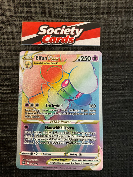 Pokémon Elfun VSTAR 175/172 Rainbow Rare – Strahlende Sterne (Deutsch)