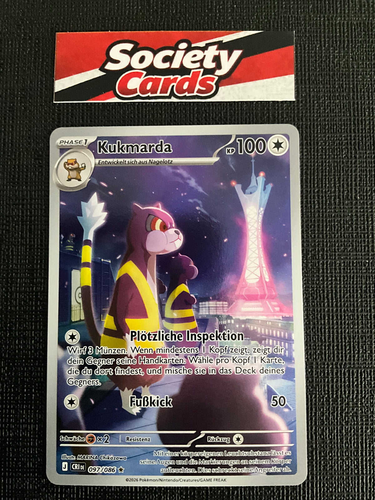 Pokémon Kukmarda 097/086 Illustration Rare – Wachsendes Chaos (Deutsch)