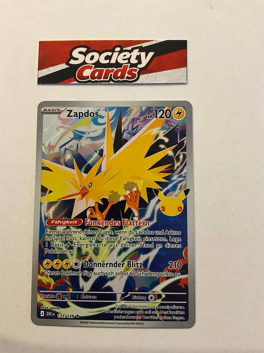 Pokémon Zapdos 133/128 Illustration Rare – 30 Jahre (Deutsch)