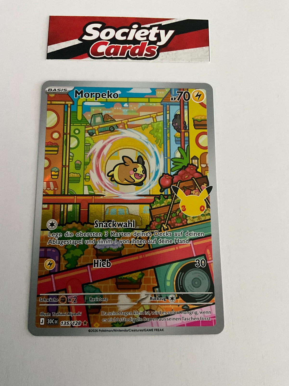 Pokémon Morpeko 135/128 Illustration Rare – 30 Jahre (Deutsch)