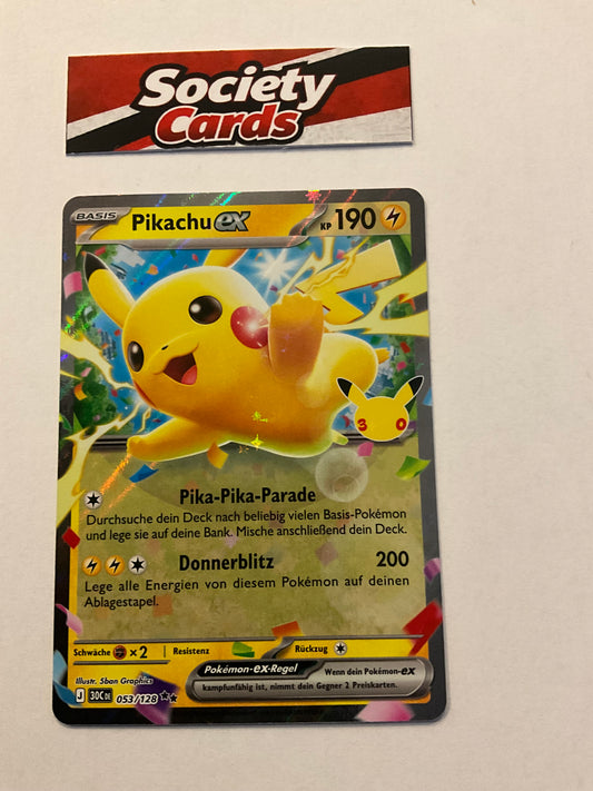 Pokémon Pikachu ex 053/128 Double Rare – 30 Jahre (Deutsch)