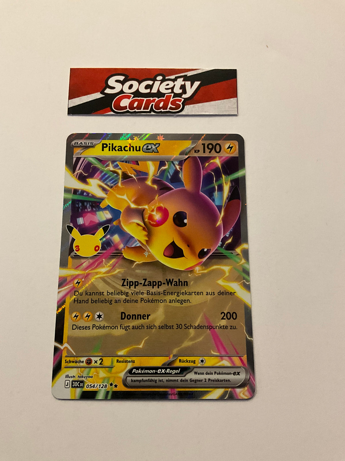 Pokémon Pikachu ex 054/128 Double Rare – 30 Jahre (Deutsch)