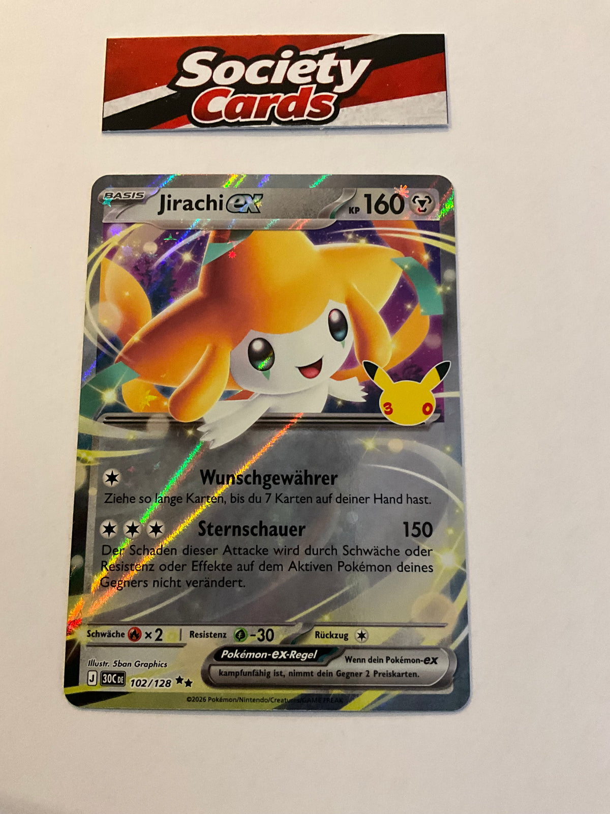 Pokémon Jirachi ex 102/128 Double Rare – 30 Jahre (Deutsch)