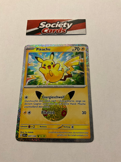 Pokémon Pikachu 037/128 Holo – Nr. 15/30 – 30 Jahre (Deutsch)