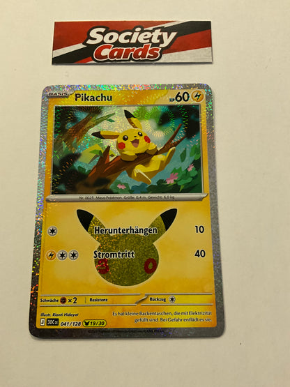 Pokémon Pikachu 041/128 Holo – Nr. 19/30 – 30 Jahre (Deutsch)