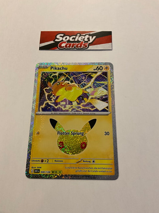 Pokémon Pikachu 030/128 Holo – Nr. 08/30 – 30 Jahre (Deutsch)