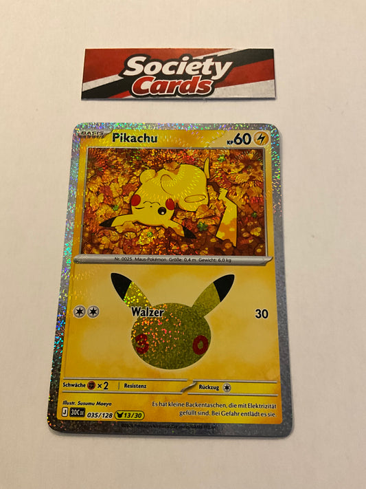 Pokémon Pikachu 035/128 Holo – Nr. 13/30 – 30 Jahre (Deutsch)