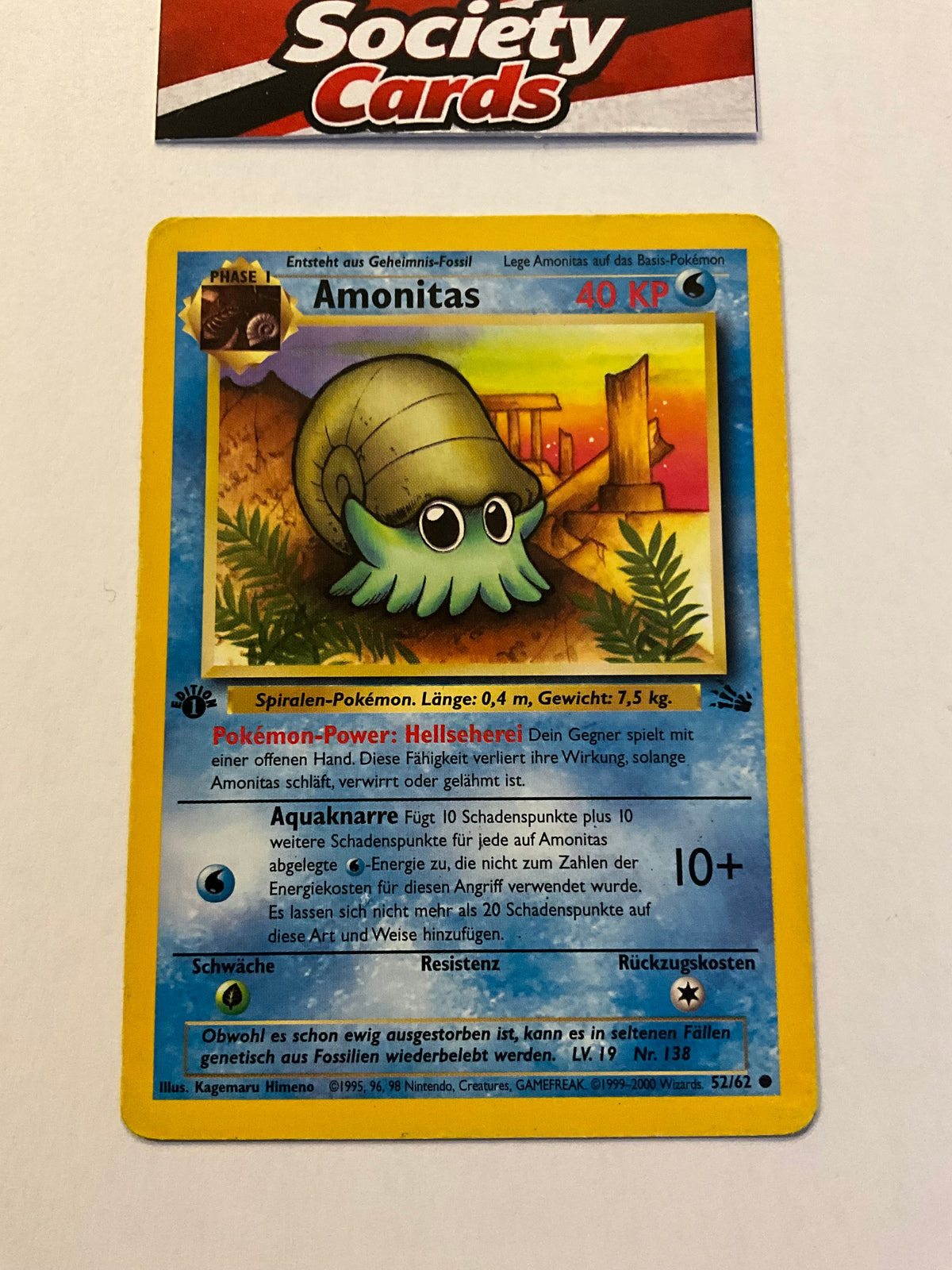 Pokémon Amonitas 52/62 – Fossil 1. Edition (Deutsch)