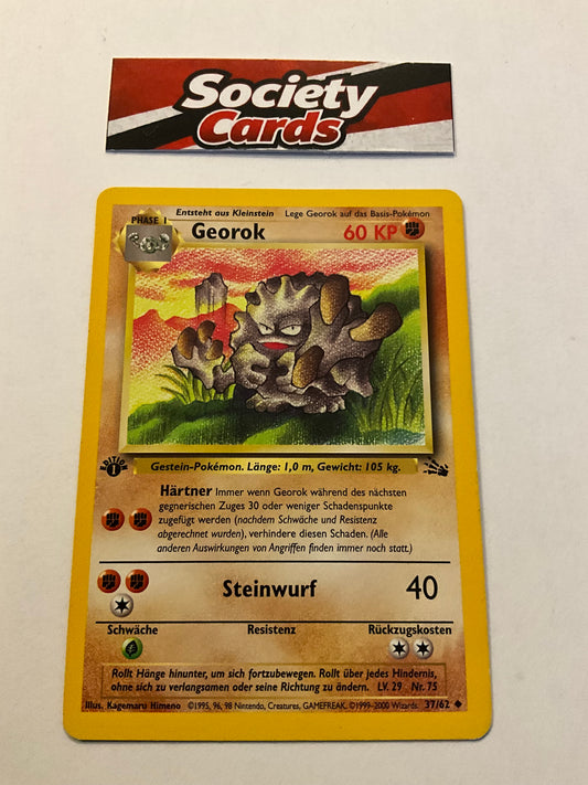Pokémon Georok 37/62 1. Edition – Fossil (Deutsch) – Excellent
