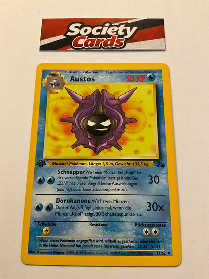 Pokémon Austos 32/62 1. Edition – Fossil (Deutsch) – Excellent