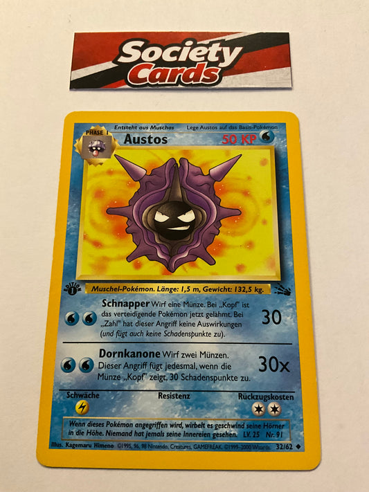 Pokémon Austos 32/62 1. Edition – Fossil (Deutsch) – Excellent