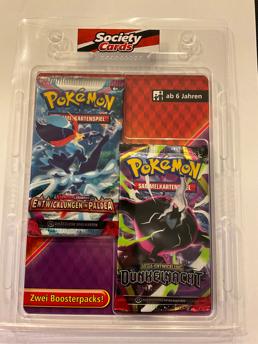 Pokémon 2er Booster Blister – Entwicklungen in Paldea & Mega-Entwicklung Dunkelnacht (Deutsch)